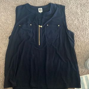 Anne Klein quarter zip sleeveless blouse top
